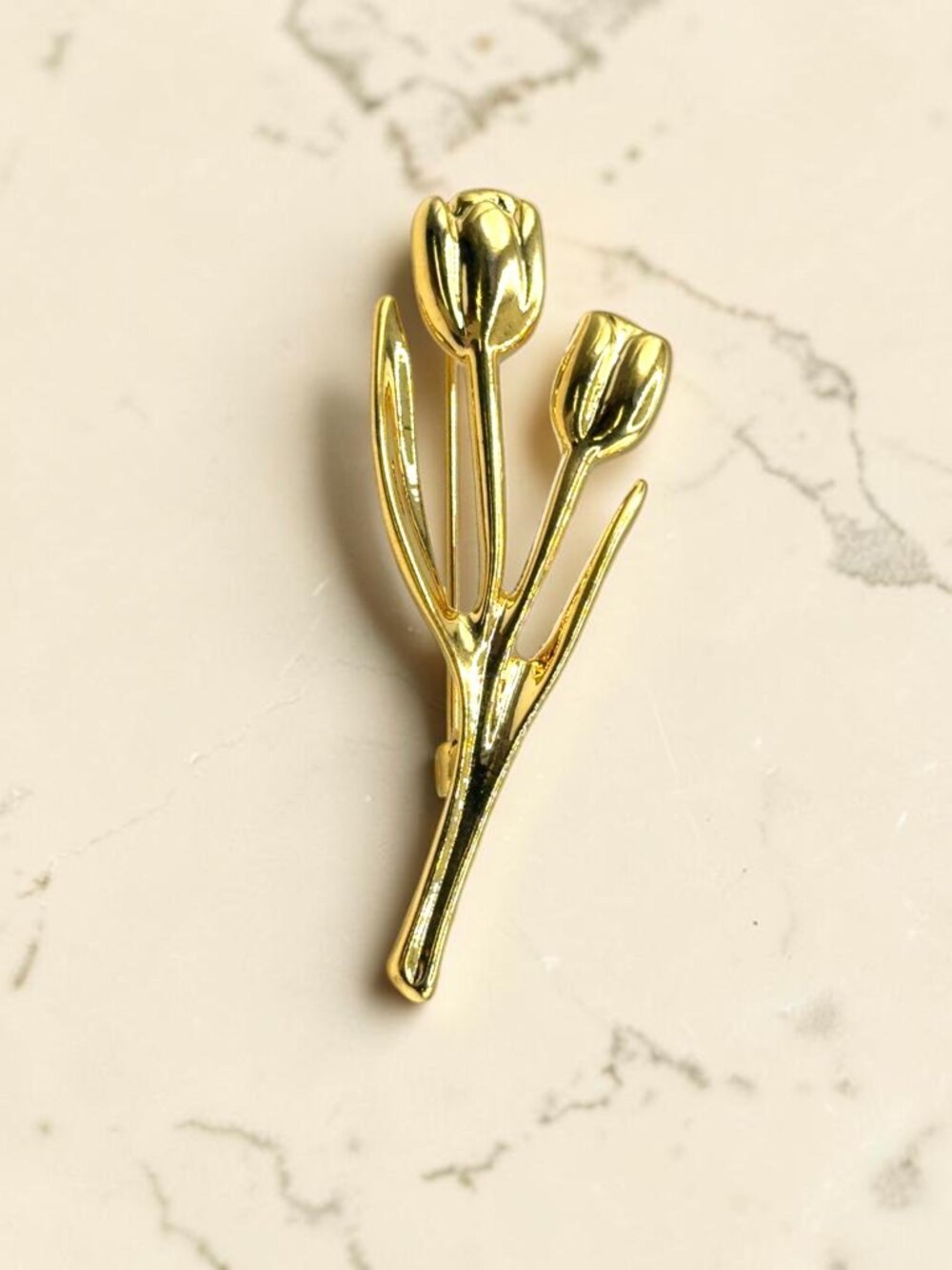 Gold-Tone Tulip Brooch